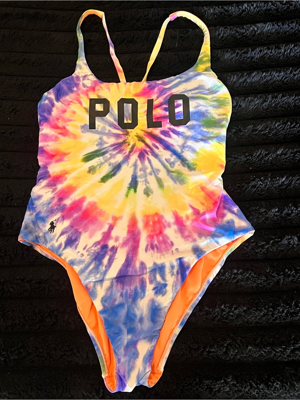 Polo Ralph Lauren Tie Dye One Piece Swimsuit Medium M Cross Back Bathing Suit